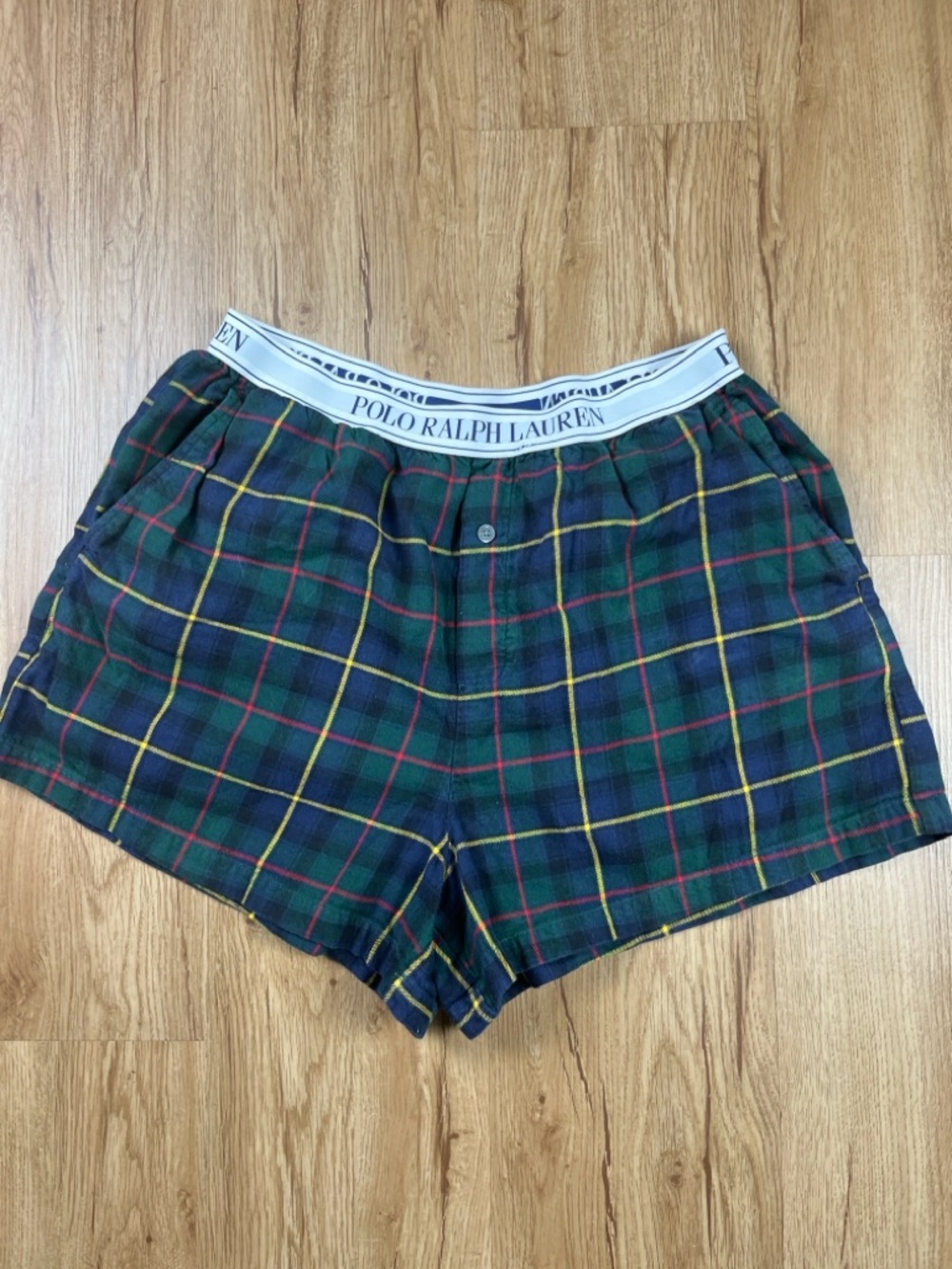 Polo Ralph Lauren Flannel Sleep Shorts Plaid Cotton Lounge Boxer Style Medium